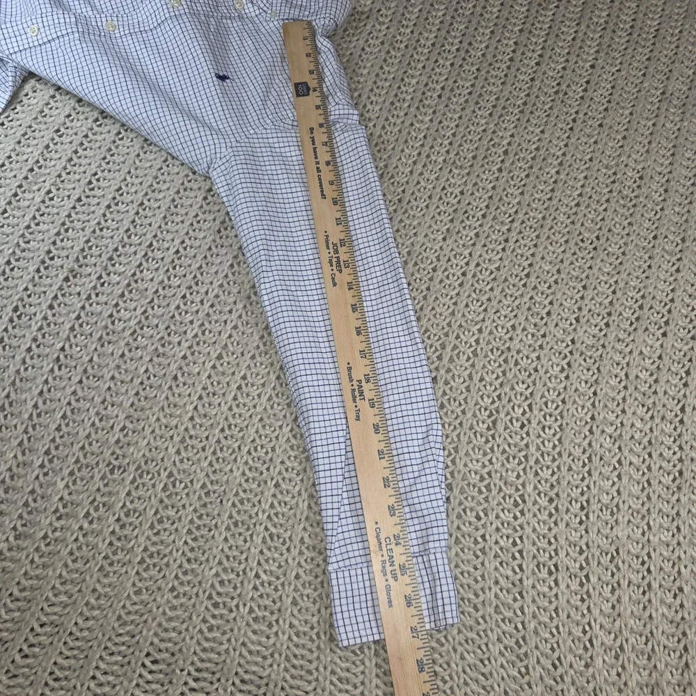 Ralph Lauren Button up Shirt Boys Youth 18 Checked Plaid White Blue 100% cotton